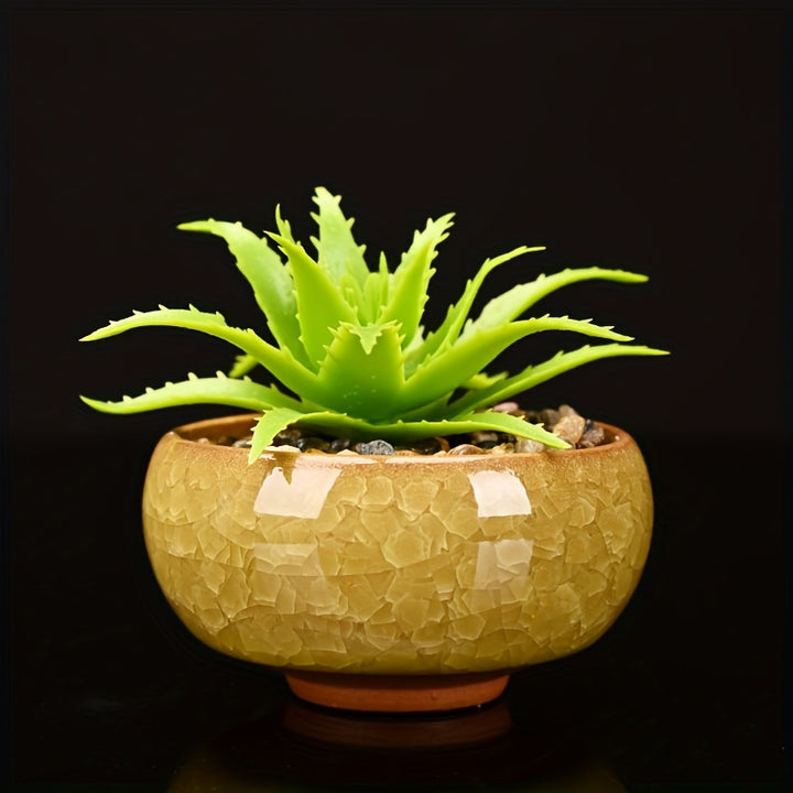 Cracked Ice Ceramic Succulent Planter Pot