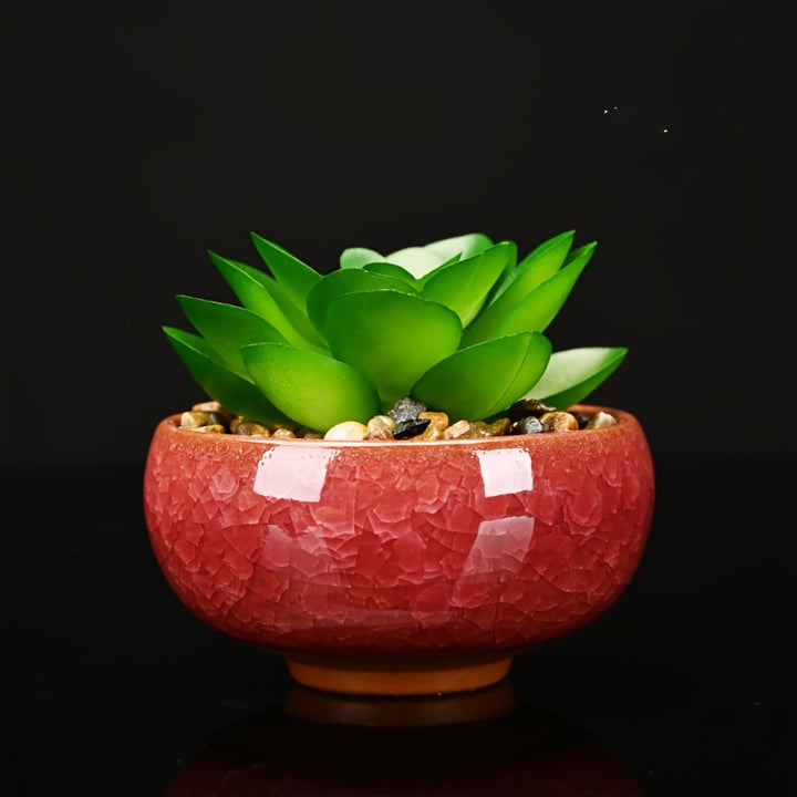 Cracked Ice Ceramic Succulent Planter Pot