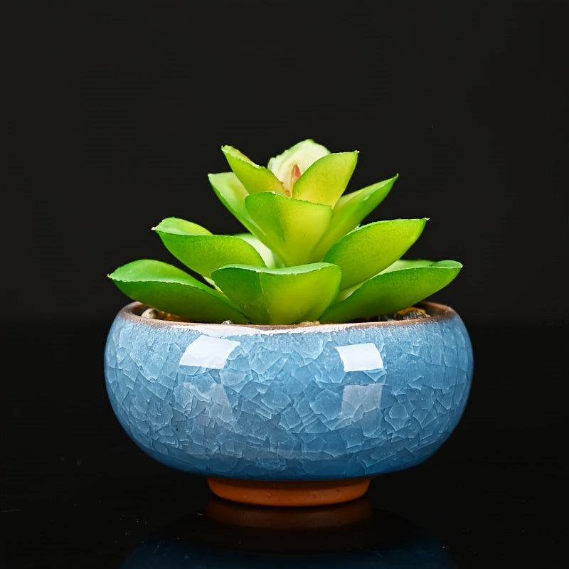 Cracked Ice Ceramic Succulent Planter Pot