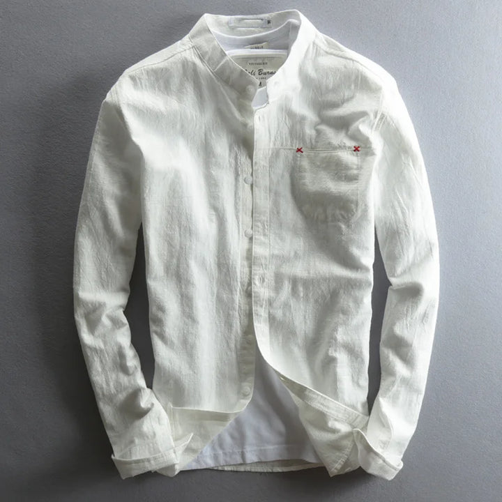 Alden Stand Collar Linen Shirt