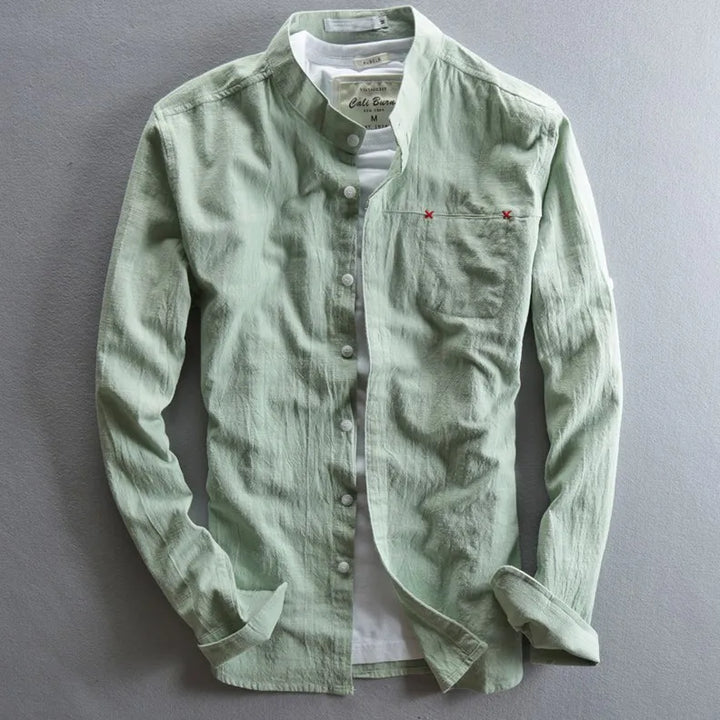 Alden Stand Collar Linen Shirt