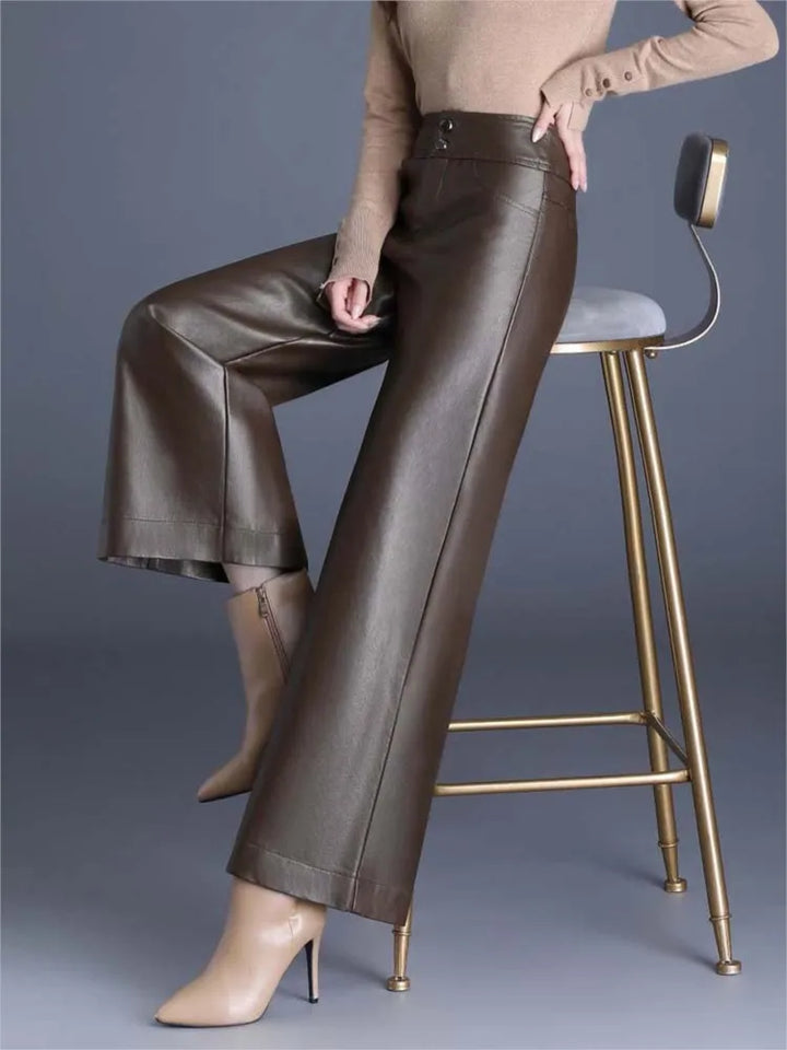 Valentina Wide-Leg Leather Pants