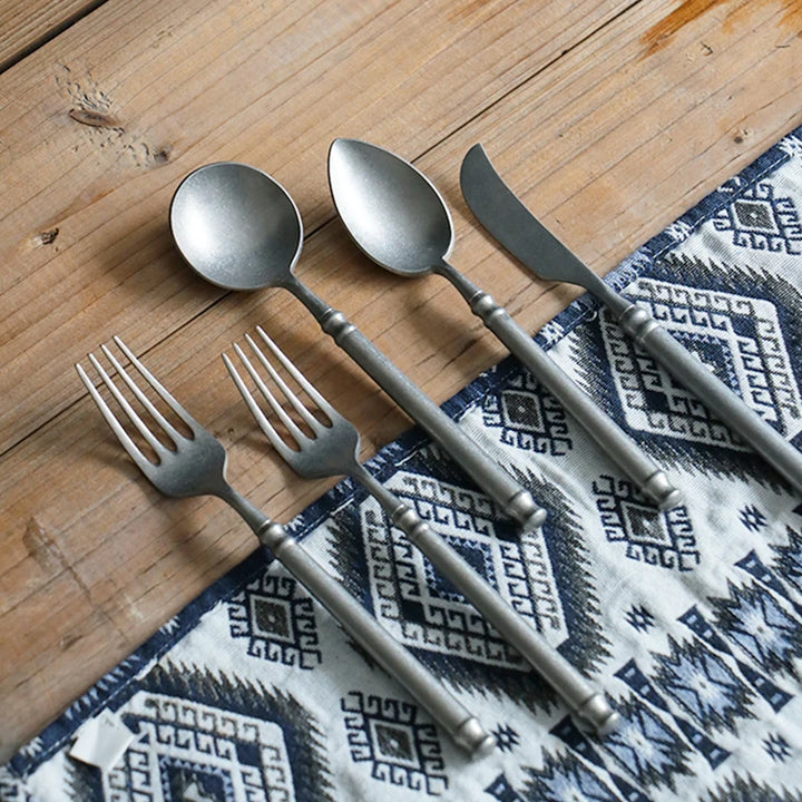 Retro Scrubbed Steel Kitchen Cutlery Set