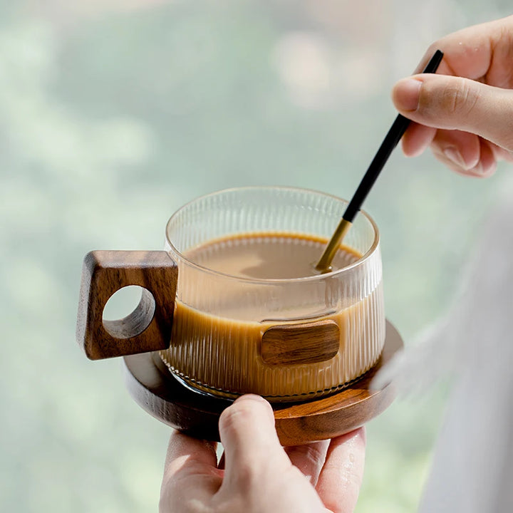 Mokuzai Traditional Glass Mug & Wooden Tray