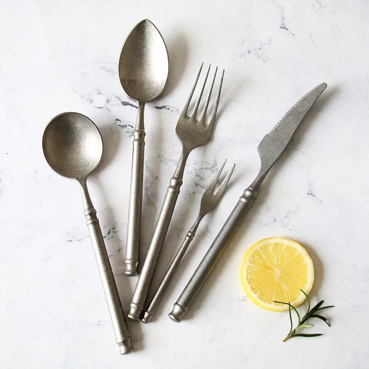 Retro Scrubbed Steel Kitchen Cutlery Set