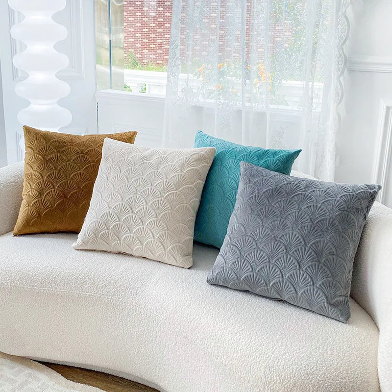 Coastal Velvet Scallop Cushion Cover