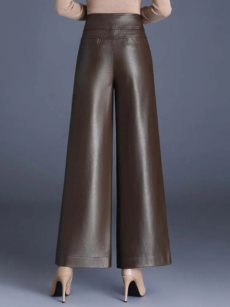 Valentina Wide-Leg Leather Pants