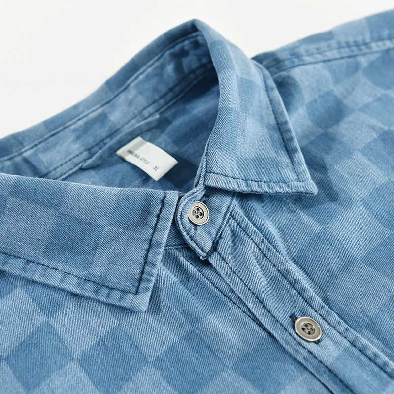 Urban Plaid Men's Denim Shirt