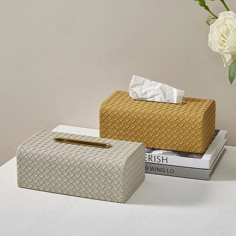 Leather Loom Tissue Box