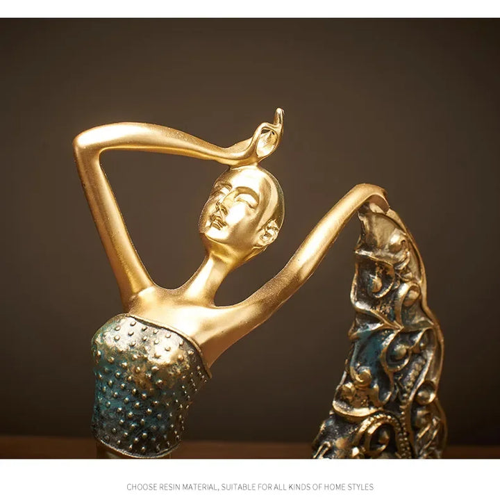 Golden Cascade Dancer Statue