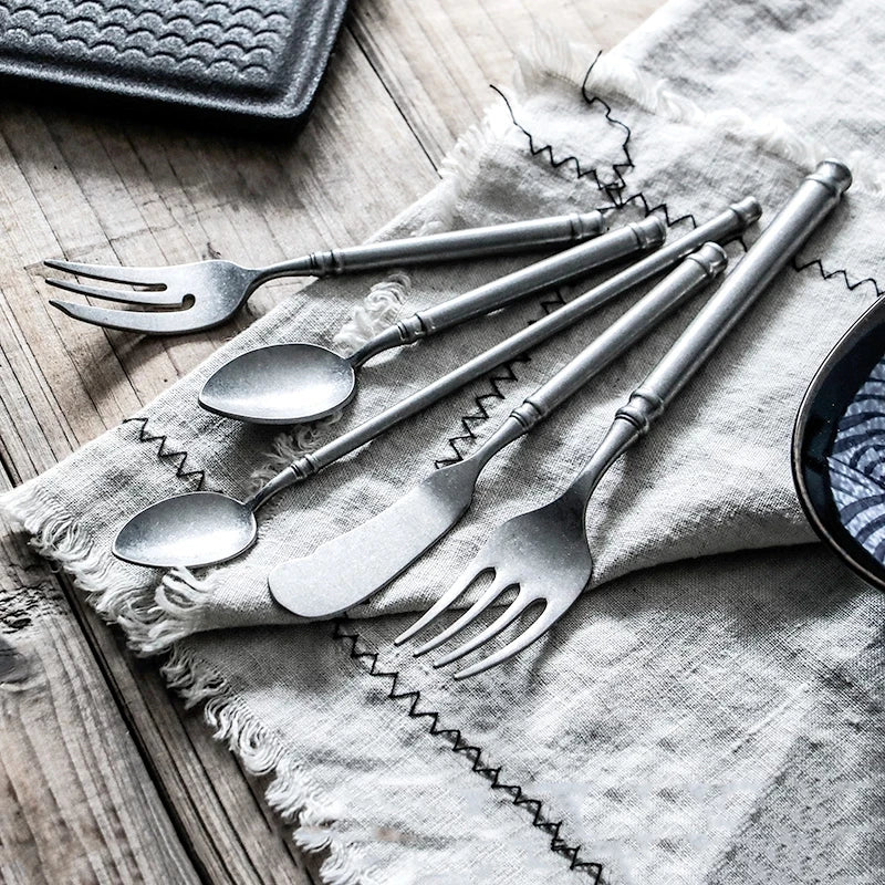 Retro Scrubbed Steel Kitchen Cutlery Set