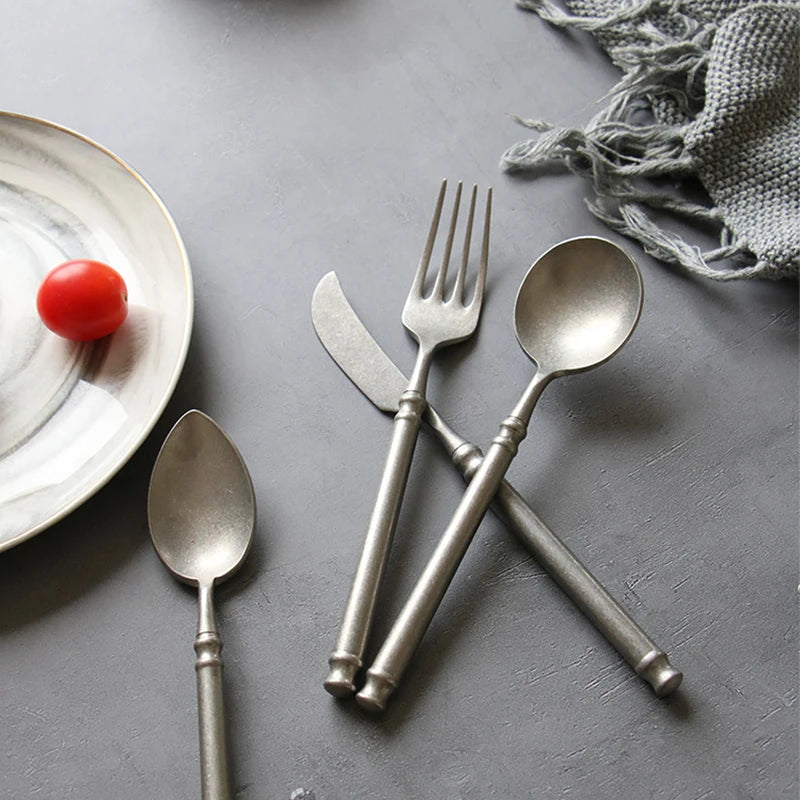 Retro Scrubbed Steel Kitchen Cutlery Set