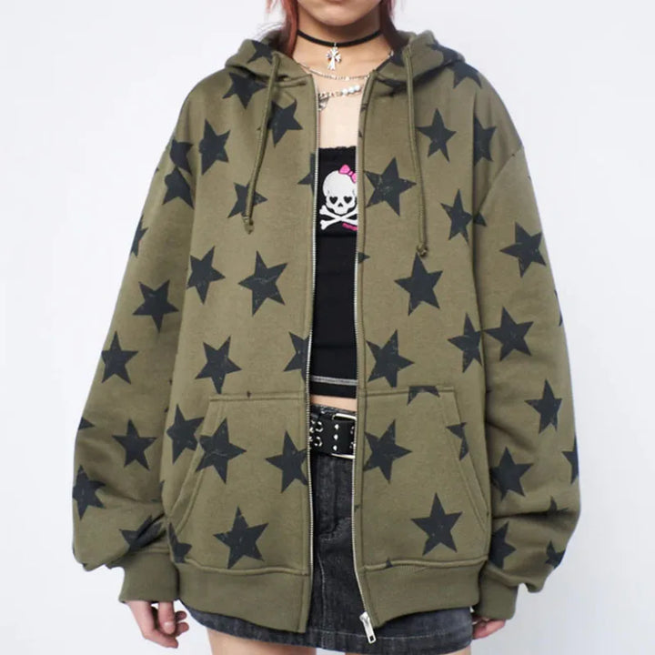 Wondering Stars Oversized Zip-Up