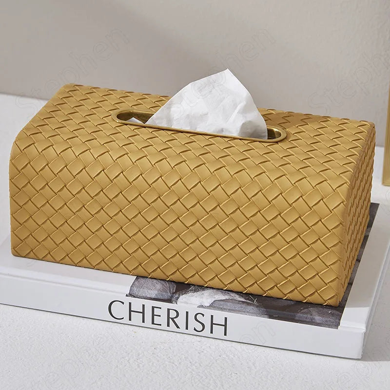 Leather Loom Tissue Box