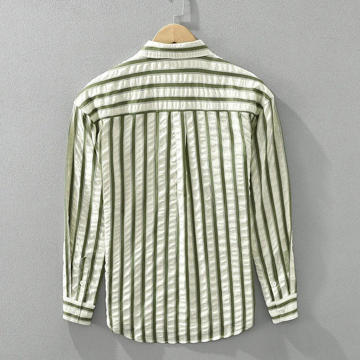 Latitude Stripes Oversized Long Sleeve Button-Up