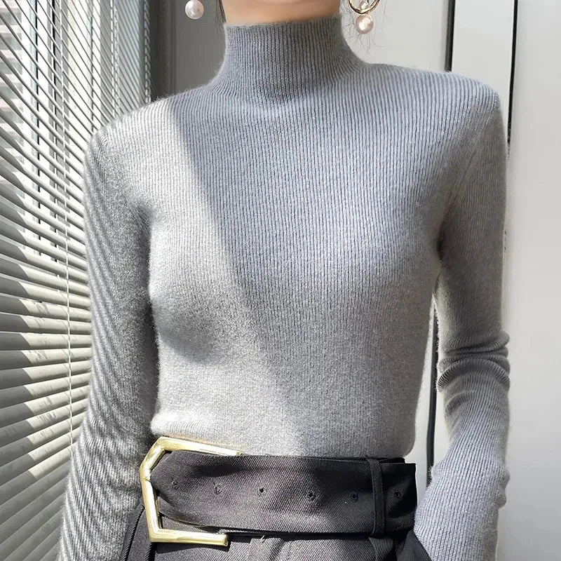 Frosted Cotton Half-Turtleneck