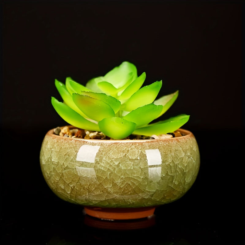 Cracked Ice Ceramic Succulent Planter Pot