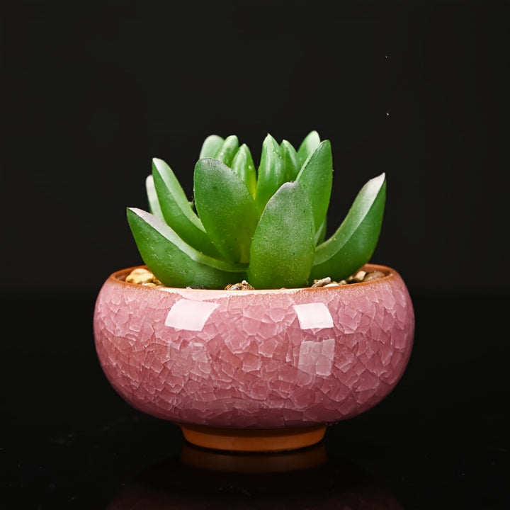 Cracked Ice Ceramic Succulent Planter Pot