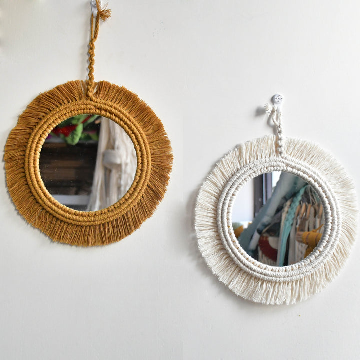 Handcrafted Macrame Mirror Tapestry